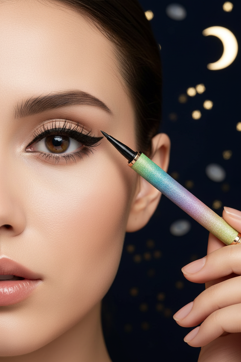 Luna Luxe Precision Liquid Eyeliner – lifestyle sharp cat-eye wing shot