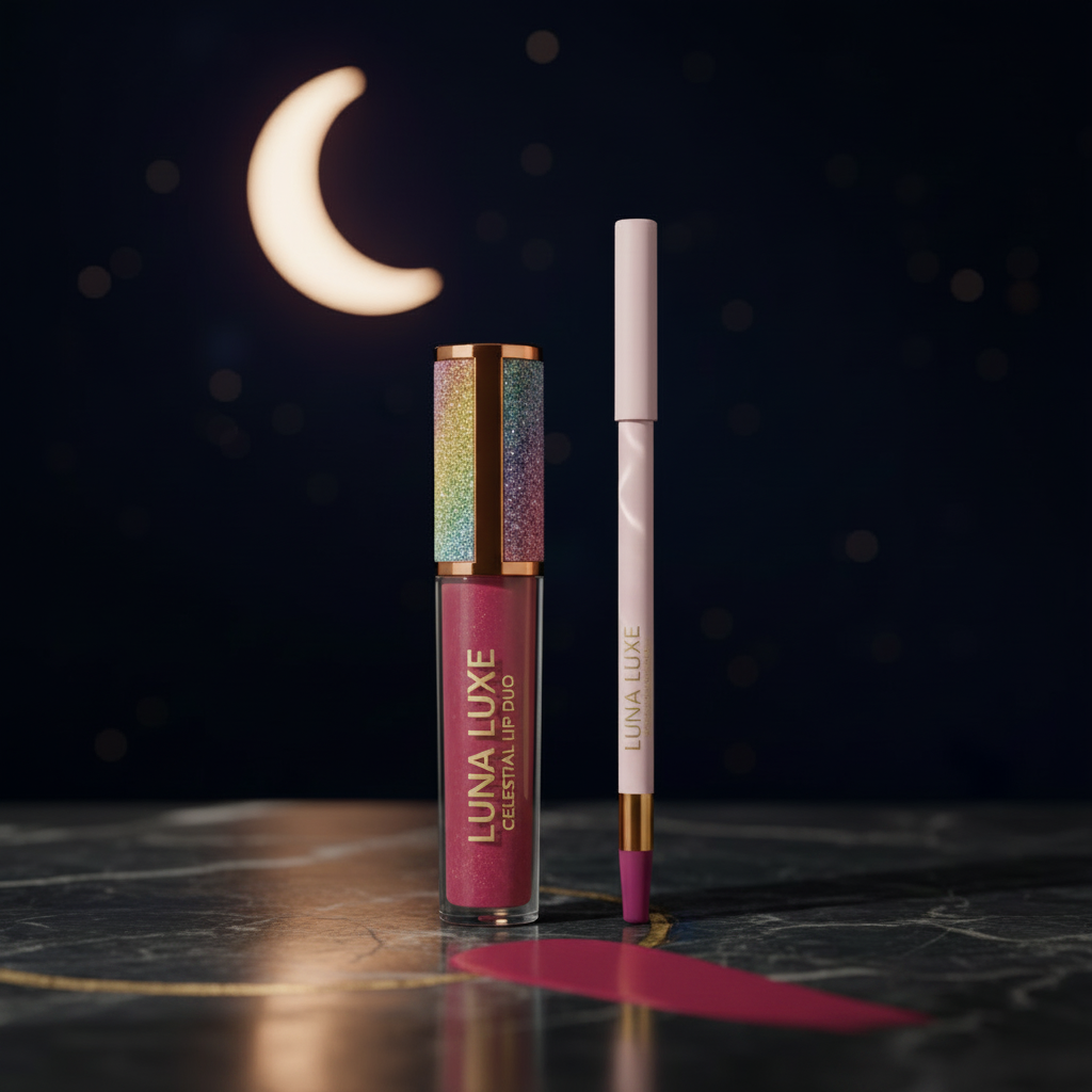 Luna Luxe Celestial Lip Duo – Lip Gloss & Precision Liner Set
