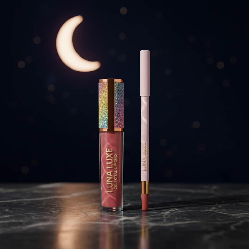 Luna Luxe Celestial Lip Duo – Lip Gloss & Precision Liner Set
