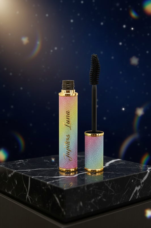 Luna Luxe Volumizing & Lengthening Mascara – Long-Wearing – celestial luxury editorial product shot