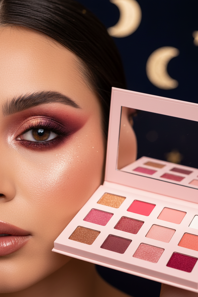 Luna Luxe Cosmic Pink 15 Shade Eyeshadow Palette – lifestyle cosmic pink eye look shot