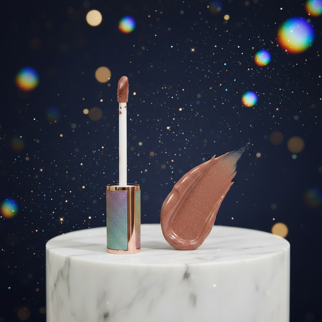 Luna Luxe Lipgloss: Stellar Shades – close-up wand and swatch macro shot