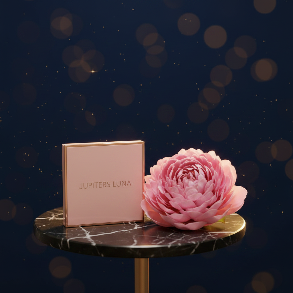 Luna Luxe Duo Blush Palette – closed palette with peony flower