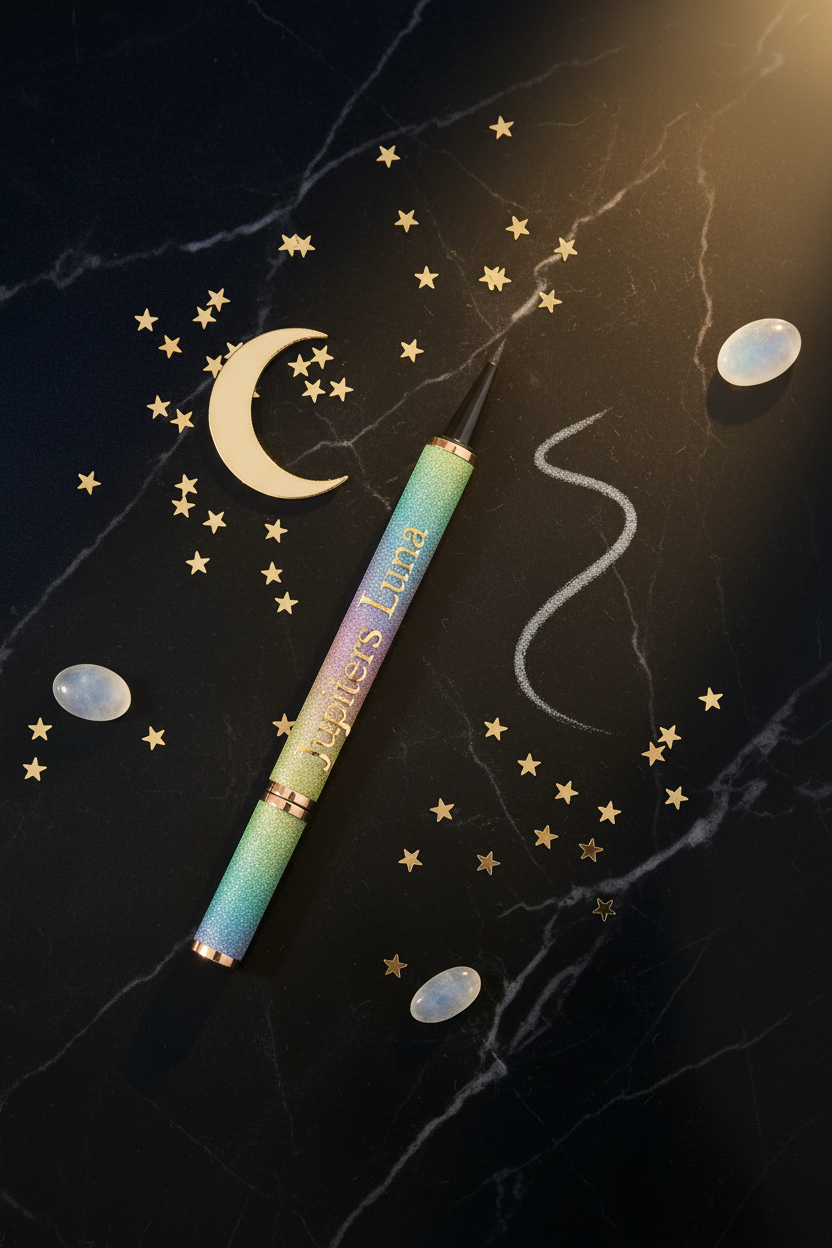 Luna Luxe Precision Liquid Eyeliner – Waterproof & Smudge-Resistant – celestial luxury editorial product shot