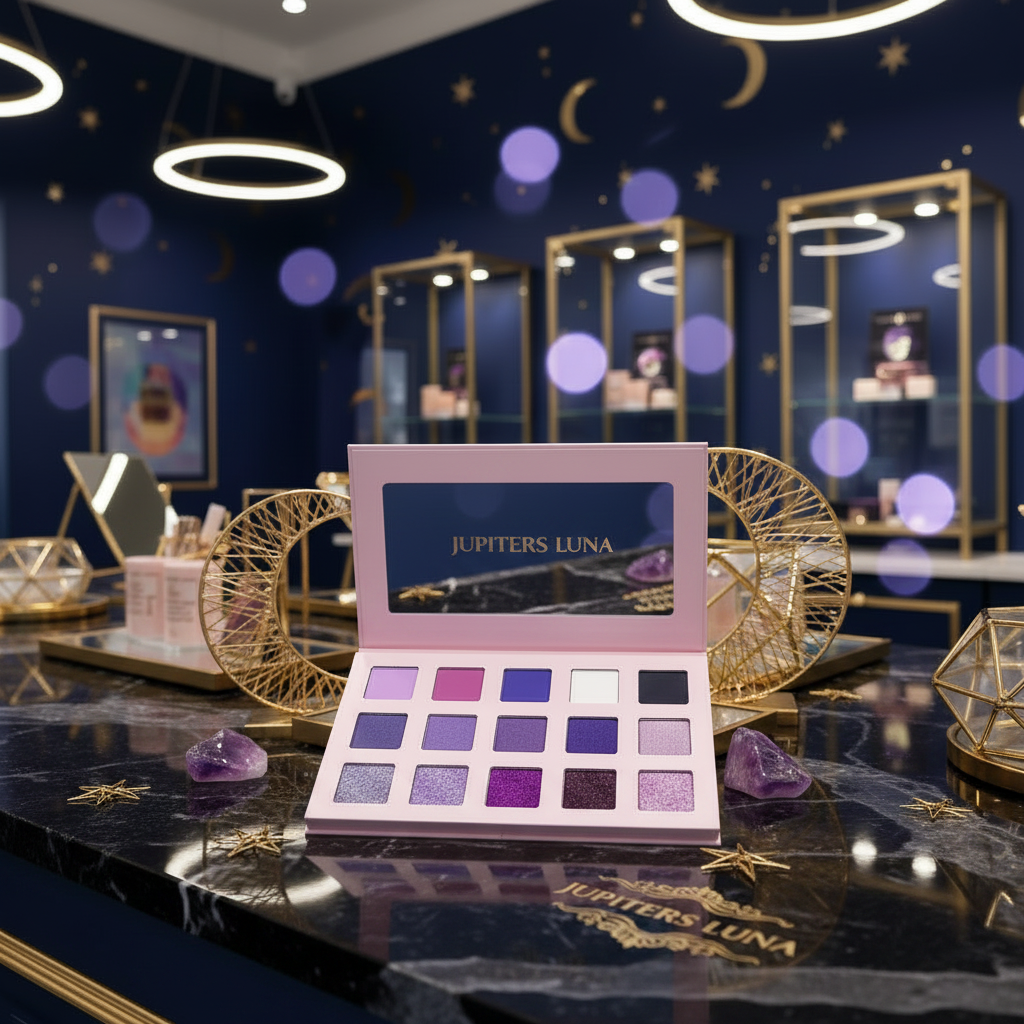 Luna Luxe Cosmic Purple 15 Shade Eyeshadow Palette – celestial luxury editorial product shot