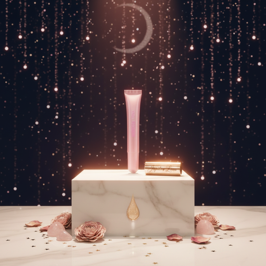Luna Luxe All-Natural Lip Oil – 24-Hour Hydration – celestial luxury editorial product shot