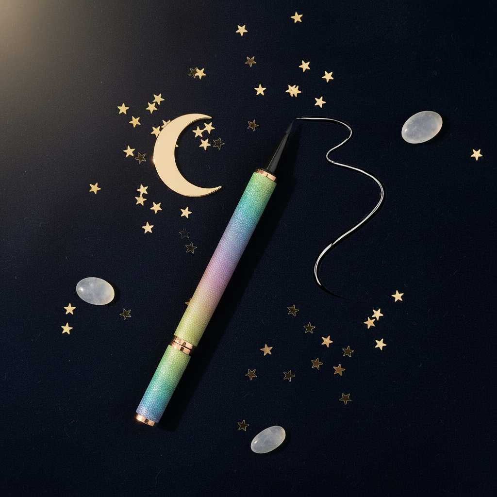 Luna Luxe Precision Liquid Eyeliner – close-up precision cat-eye tip macro shot