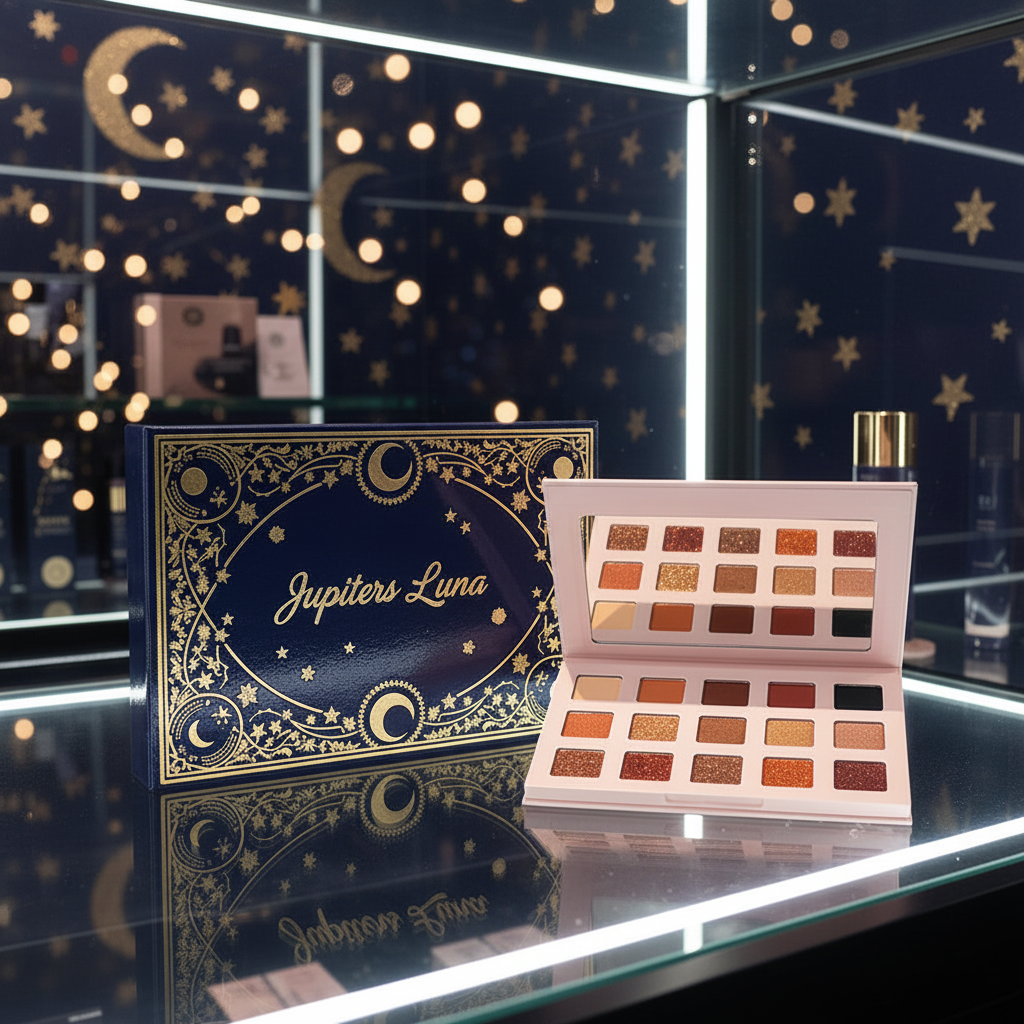 Luna Luxe Cosmic Moon Dust 15 Shade Eyeshadow Palette – celestial luxury editorial product shot
