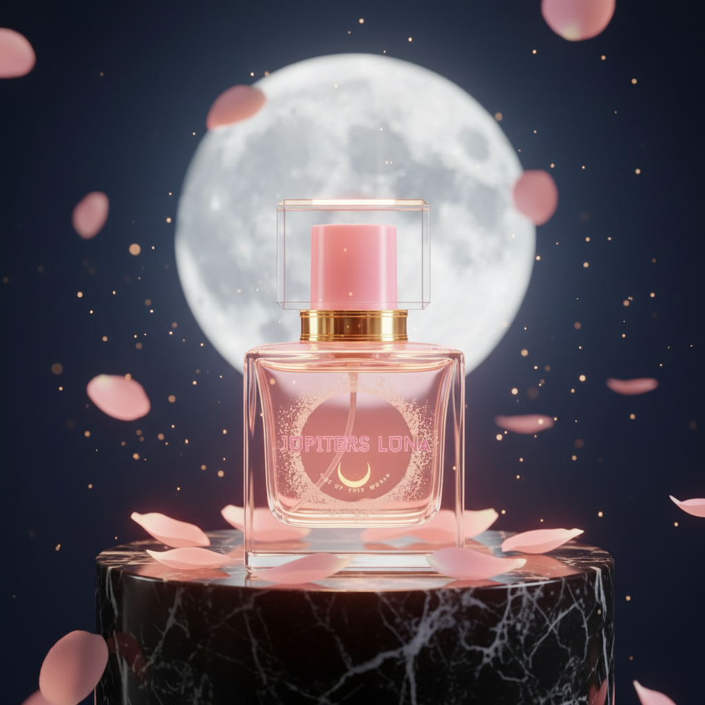 Luna Luxe Lunar Rose Eau de Parfum – cinematic celestial rose luxury fragrance editorial shot