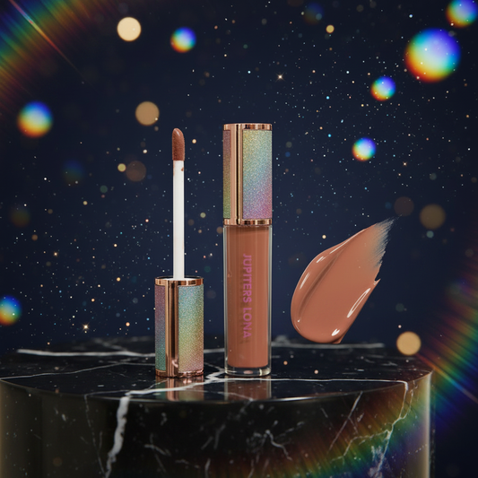 Luna Luxe Lipgloss: Stellar Shades for Cosmic Shine, celestial luxury editorial product shot