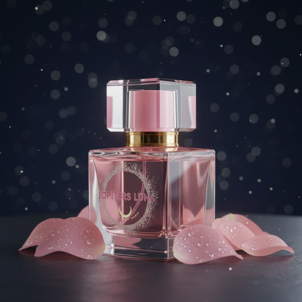 Luna Luxe Lunar Rose Eau de Parfum – close-up glass and petal macro shot