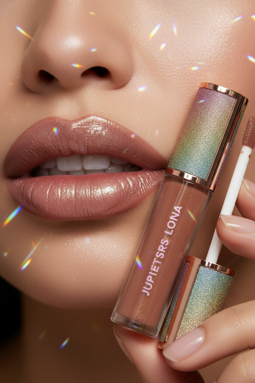 Luna Luxe Lipgloss: Stellar Shades – lifestyle lip shot with stellar backdrop