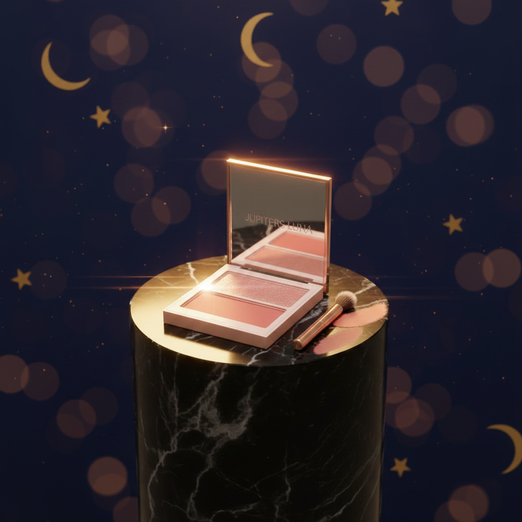 Luna Luxe Duo Blush Palette – celestial luxury editorial product shot