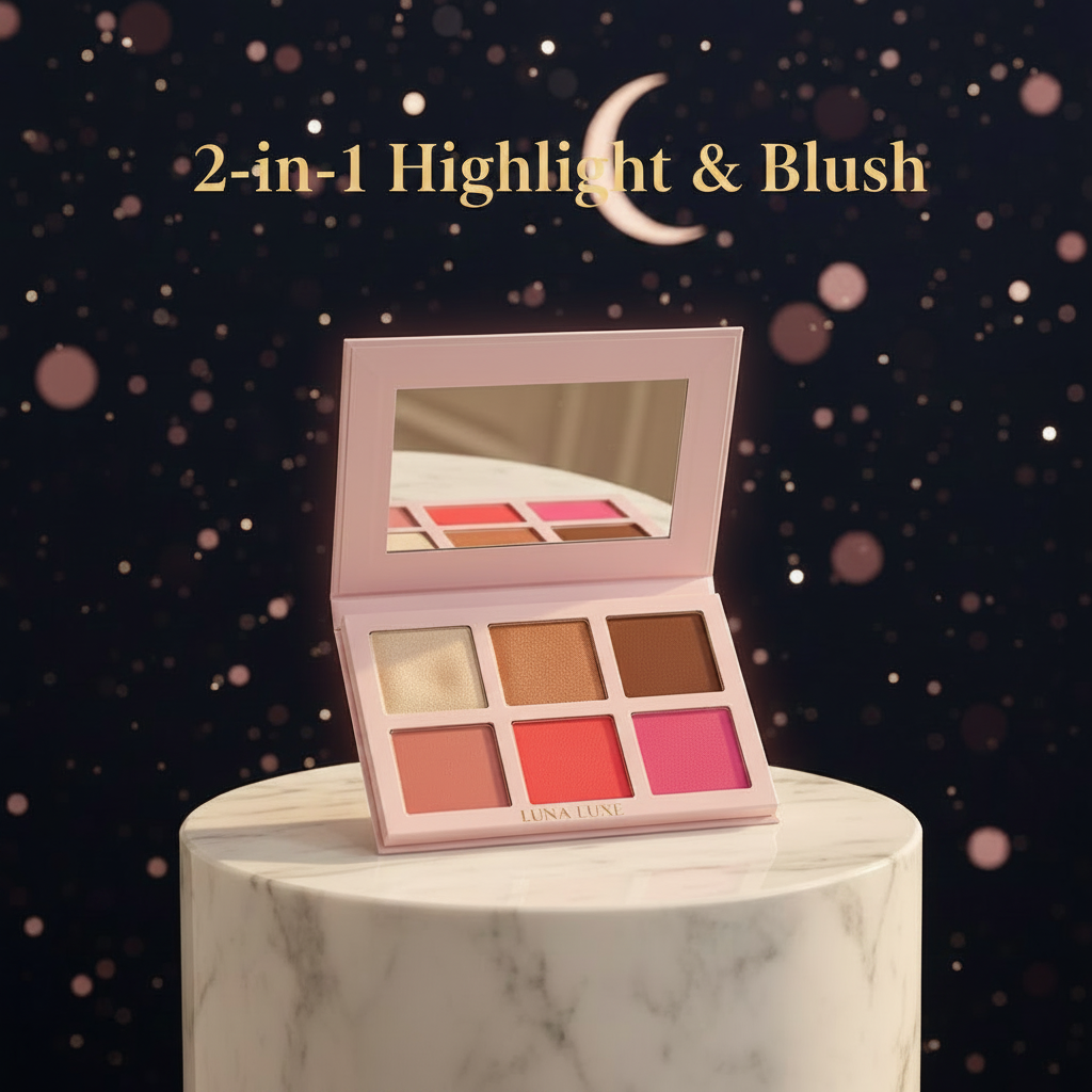 Luna Luxe 6 Shade Blush Palette: 2-in-1 Highlight & Blush
